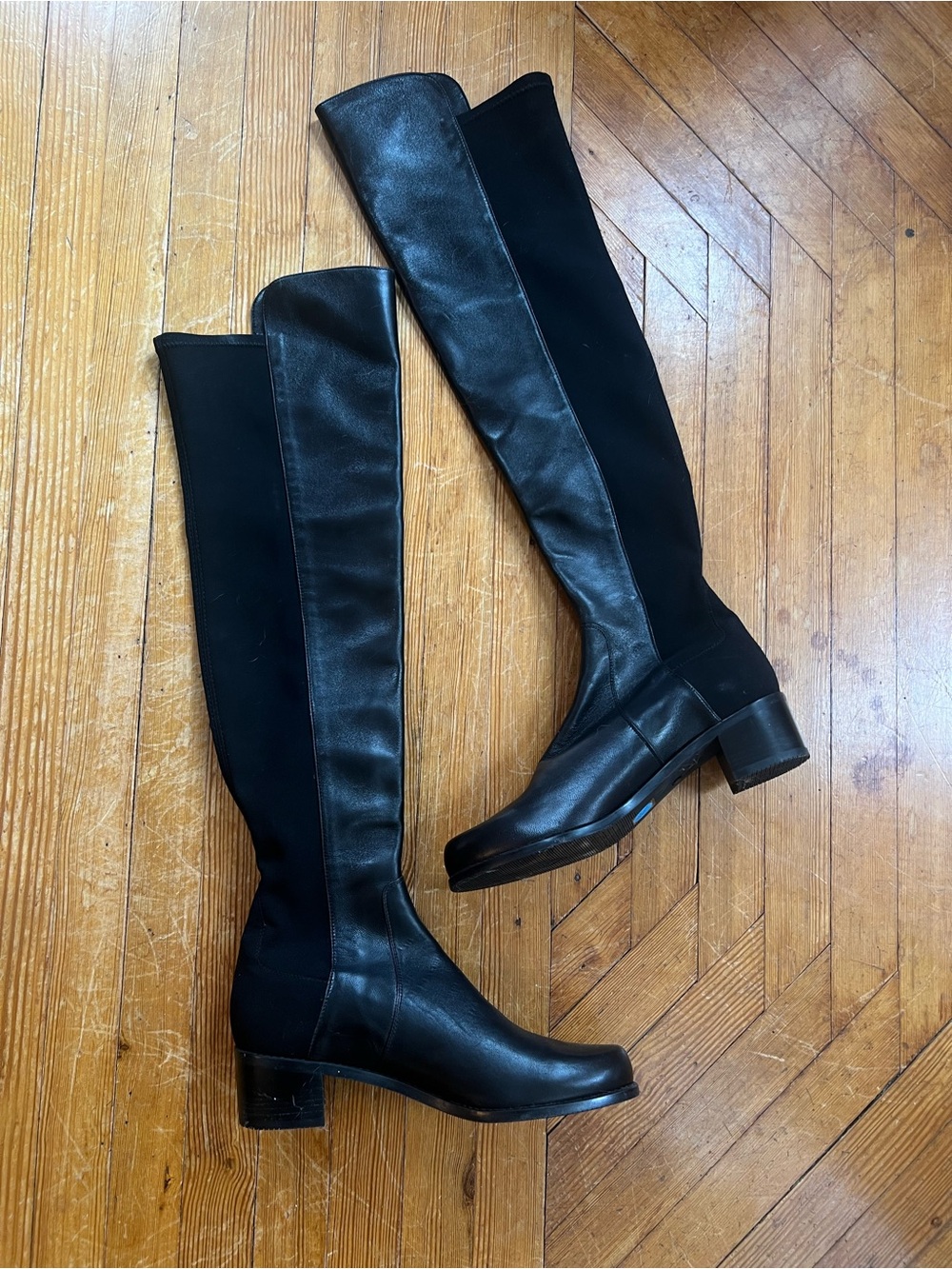 Stewart Weitzman women’s Women's Black Over-the-Knee Stretch Leather Boots 8.5